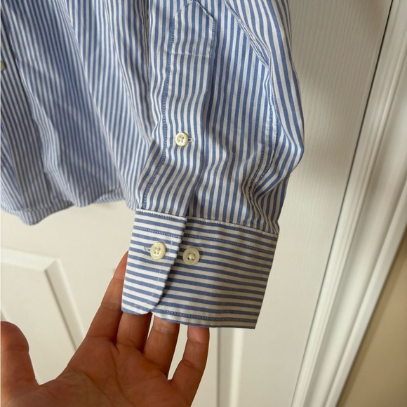 Men’s Blue Striped Dress shirt slim fit, stretch non-iron - Picture 4 of 7